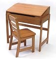 Lipper International Child's Slanted Top Desk And Chair - Pecan