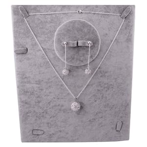 Kadima Swarovski Elements Crystal Disco Ball White Pendant Necklace & Stud Dangle Earrings Jewelry Set,Include Chain 18 Inches,Earring:10mm Ball,Pendant:14mm Ball