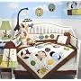 SoHo Forest Buddy Baby Infant Crib Nursery Bedding Set 10pcs**Reversible into Classic Sage and Sky Blue Argyle Design! **