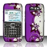 Purple Flowers Hard Snap On Case Cover Faceplate Protector for Nokia E71 St ....