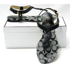 Coach Rebecka Signature Black Sandals Flats