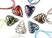 letosan Beautiful Murano Heart Shaped Glass Pendant Necklace 6Pc Mix Color Set