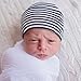 Melondipity Newborn Hospital Hat Navy and White Striped - Infant Baby Beanie for Toddlers Baby Boys