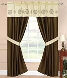 5 Piece Ponte Vedra Window Curtain Drape Beige/Chocolate 42 x 84