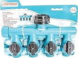 Gilmour Full Flow Poly 4-Way Connector AY4FF Teal/Black