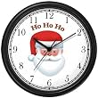 Santa Claus (Head) Ho Ho Ho - Christmas Theme - JP Wall Clock by WatchBuddy Timepieces (Black Frame)