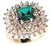 Center Stone Is an Emerald-colored Swarovski Crystal, Surrounded By 40 Diamond-like Swarovski Crystals, and Has 3 Microns of Gold-plated Silver (Vermeil).(sizes 5-10)
