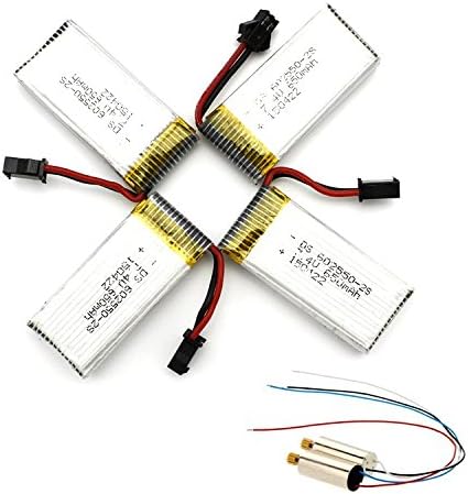 LANDVO® Upgrade Combo 4 Pack 7.4V 650mAh Li-Po Battery + CW/CCW Motors ( 2 Set/4pcs) for JJRC H8C H8D DFD F182 F183 RC Quadcopter Drone Spare Part