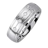 18K White Gold Diamond 0.15ct Wedding Band Width 7mm - Sizes 5 to 13