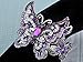 Alilang Silvery Tone Shine Amethyst Clear Crystal Rhinestones Butterfly Insect Cuff Bangle Bracelet