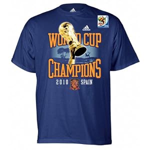 Buy Spain Soccer Navy adidas 2010 World Cup Champions Trophy in Hand T-Shirt