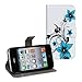 OMIU(TM) Elegant Blue Flowers Flip Magnetic Wallet Leather Case Cover Fit For iPhone 4 4S, With Credit Card Slots, Screen Protector, Stylus and Cleaning Cloth