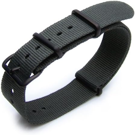 Nato 20mm Heat Sealed Heavy Nylon 316L IP Black buckle - Gray-green