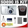 Canon PowerShot SD890IS 10MP Digital Camera with 5x Image Stabilized Zoom (Silver) + Cameta Bonus Accessory Kit