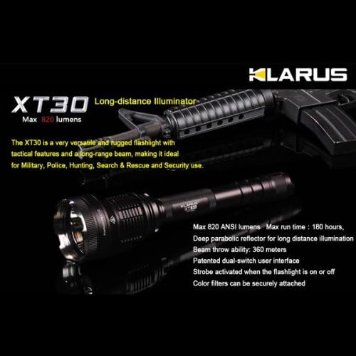 KLARUS XT30 CREE XM-L U2 820lm 4 Modes Tactical LED Flashlight