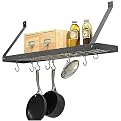 Hammered Steel with Chrome Bookshelf Pot Rack