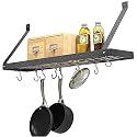 Hammered Steel with Chrome Bookshelf Pot Rack