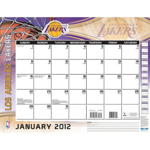 John F. Turner Los Angeles Lakers 2012 Desk Calendar - 22X17
