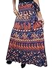 Casual Wrap Skirt Ink Blue Printed Cotton Indie Maxi Wrap Around Skirt Dress