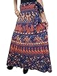 Casual Wrap Skirt Ink Blue Printed Cotton Indie Maxi Wrap Around Skirt Dress