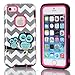 Uncle.Y iPhone 5C Case,5C Case, Smart Owl 3 in 2 Hybrid TPU Silicone + Hard Strong Case High Impact Wavy Fit for iPhone 5C Case Rose Red
