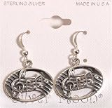 Sterling Silver Staff with G-Clef and Notes Earrings