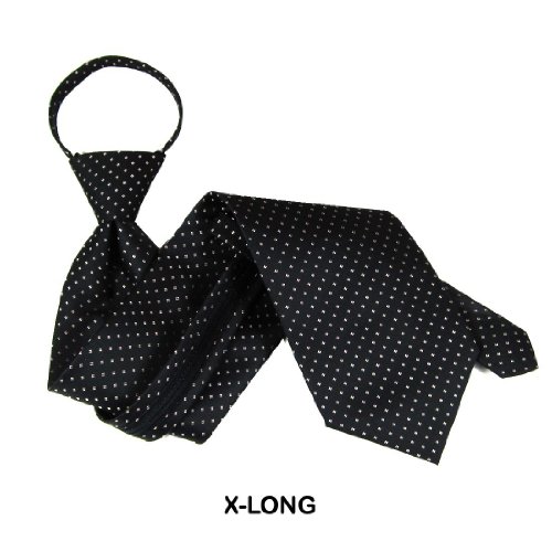 Men's - Black - Silver - Burgundy - X-Long Zipper Necktie