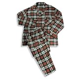 Bill Blass - Mens Flannel Pajamas, Black, Red