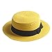 Elee Children Girls Straw Bowler Derby Hat Round Flat Brim Boater Cap