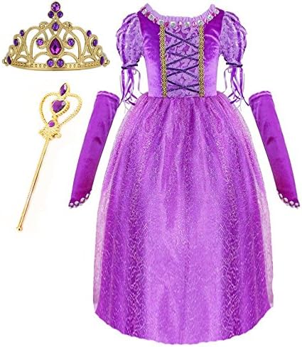 Princess Rapunzel Purple Princess Party Costume Dress with Accessories (6-7)