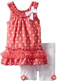 Little Lass Baby-Girls Infant 2 Piece Dress Set With Polka Dots