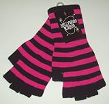 New Black and Dark Pink Striped Fingerless Gloves Punk Knit Cut Off Gloves Goth Emo Golves Perfect addition to your Gothic, Punk, or Rockabilly wardrobe