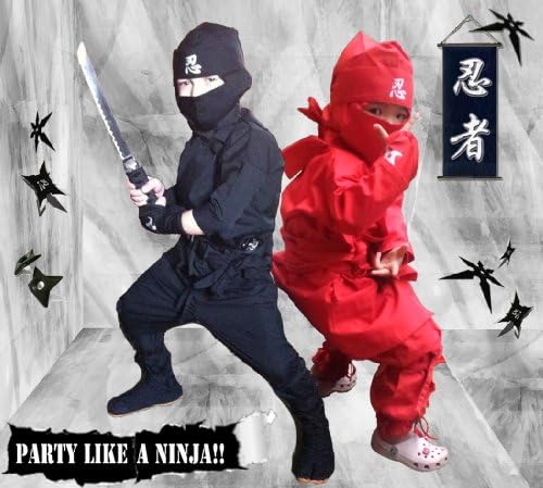 Halloween Children's Ninja Uniform/ Martial Art Costume! Black/Red (M (3.61 ft~3.94 ft ), Black)