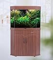NEW 100 LITRE 22 GALLON CORNER AQUARIUM FISH TANK BOWL, Free Cabinet, Filter & Lights In Dark Oak Colour