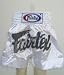 Fairtex White Satin with Mesh and Laces Muay Thai Shorts - Size: XL