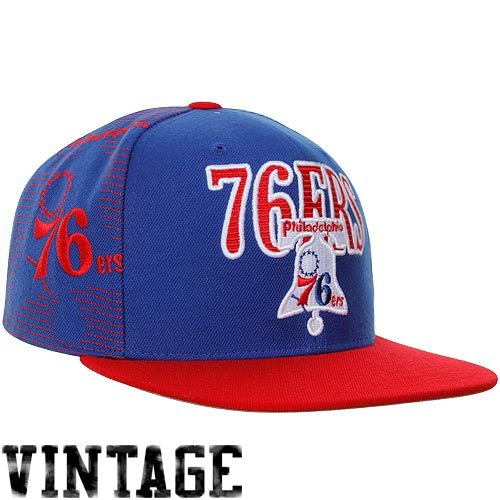 Mitchell & Ness Philadelphia 76ers Classic Laser Stitch Snapback Hat - Royal Blue/Red at Amazon.com