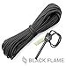 Black Flame Survival Paracord with Integrated Fishing LIne - 100ft Long 550 Rated with Interior 10lb Mono Filament Strand - Includes Bonus Firestarter Made in USA - Black