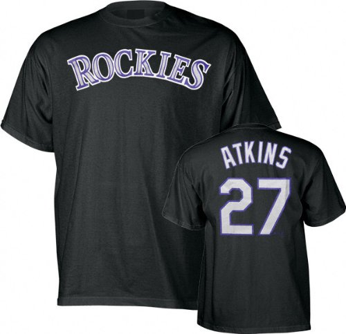 Buy Garrett Atkins Colorado Rockies Name and Number Black T-Shirt