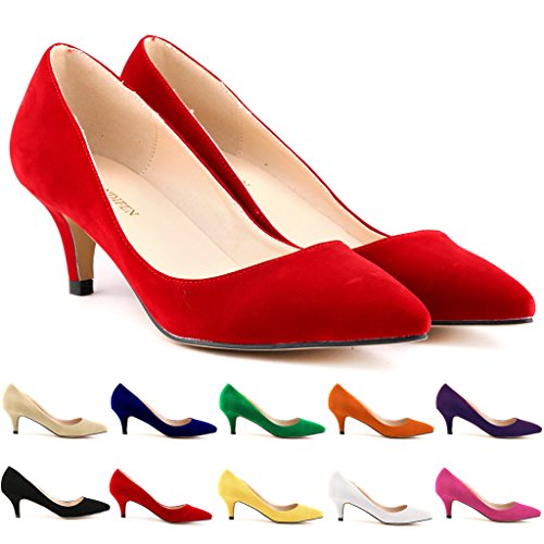ZriEy Delicacy Professional Womens Glossy Close Toe Dress Mid Heel Pump Crocodile Grain