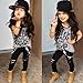DaySeventh Toddler Girls Outfit Clothes Print T-shirt Tops+Long Pants Trousers 1Set (3T, Grey)