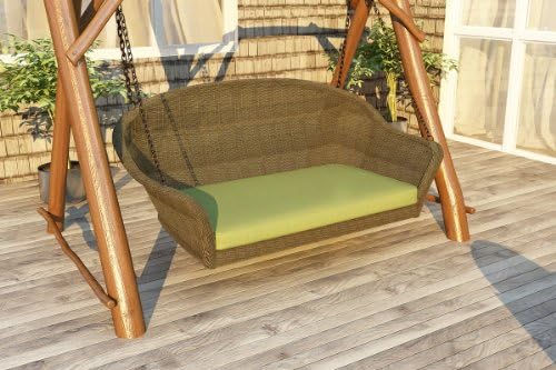 Forever Patio Rockport Wicker Patio Swing with Green Sunbrella Cushions (SKU FP-ROC-SW-CN-CP)