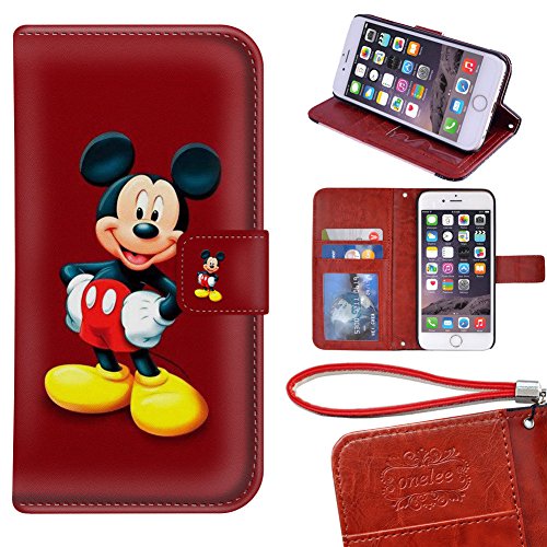 iPhone 6 Plus Wallet Case[5.5 inch], Onelee - Mickey Mouse Premium PU Leather Case Wallet Flip Stand Case Cover for iPhone 6 Plus with Card Slots