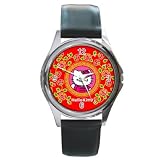 Round Silver Metal Watch of Hello Kitty in Roses