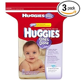Huggies One & Done Fragrance Free Baby Wipes, Refill, 184-Count Pack (Pack of 3) [Package May Vary]