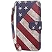 True Color Case Compatible with iPhone 6s Plus Wallet Case, HD Printed Vintage American Flag Wristlet Purse Clutch + Wrist Strap Card Slots & I.D Window Magnetic Closure Stand
