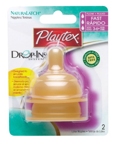 Playtex NaturaLatch Latex Nipple - Fast Flow - 2 pack --
