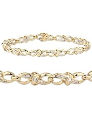 10k Yellow Gold 0.50 ctw Round Baguette-Cut Diamond Bow-Tie Bracelet