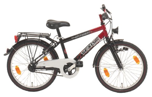 Texo Jungen Fahrrad ATB, 3 Gang, tiefschwarz/salsarot, Rahmenhöhe 30 cm, Reifengröße: 20 Zoll (50,8 cm)