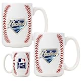 MLB San Diego Padres Two Piece Ceramic Gameball Mug Set - Primary Logo