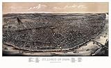 Historic Maps - St. Louis Bird's Eye View Map 1896 Missouri - St. Louis City County - St. Louis in 1896. 36x54